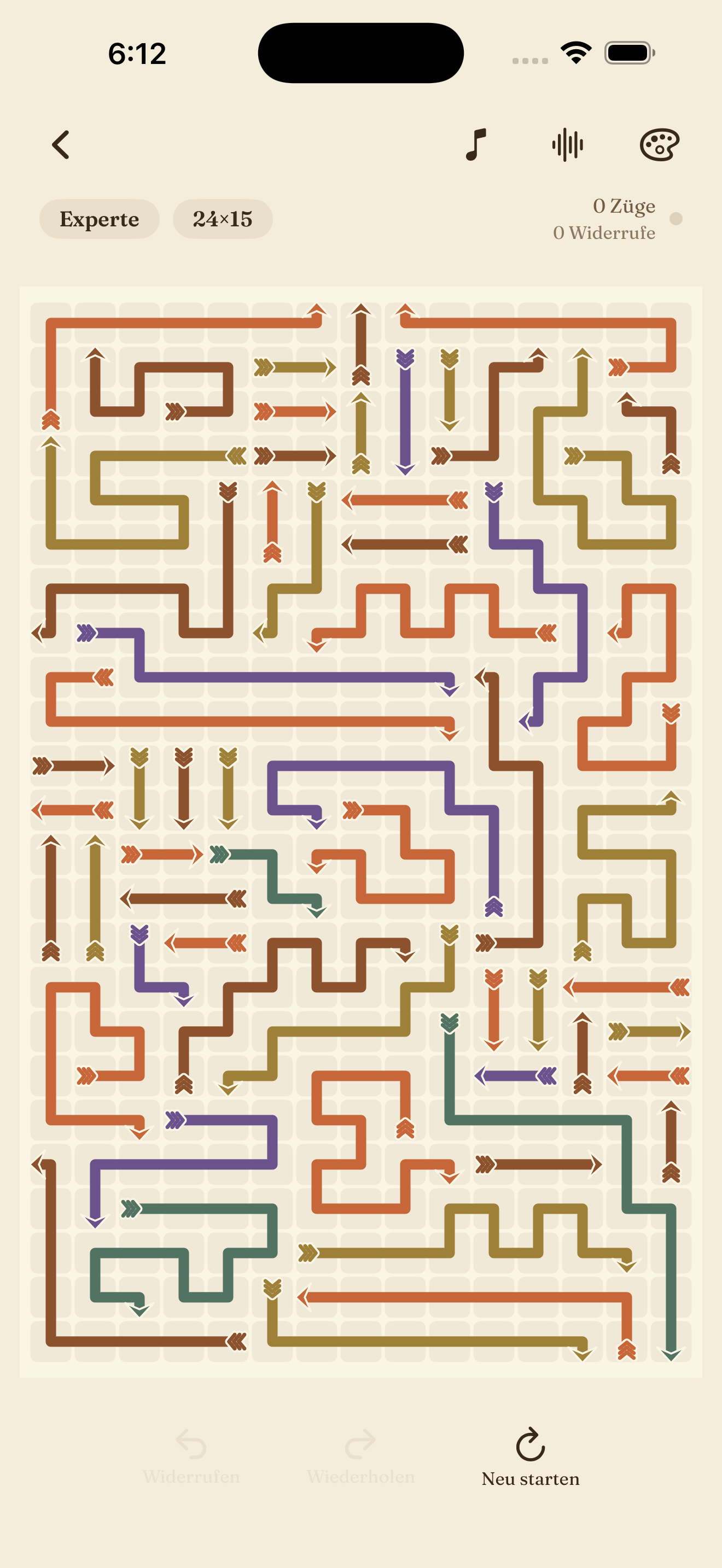 An expert puzzle with longer, tangled arrows