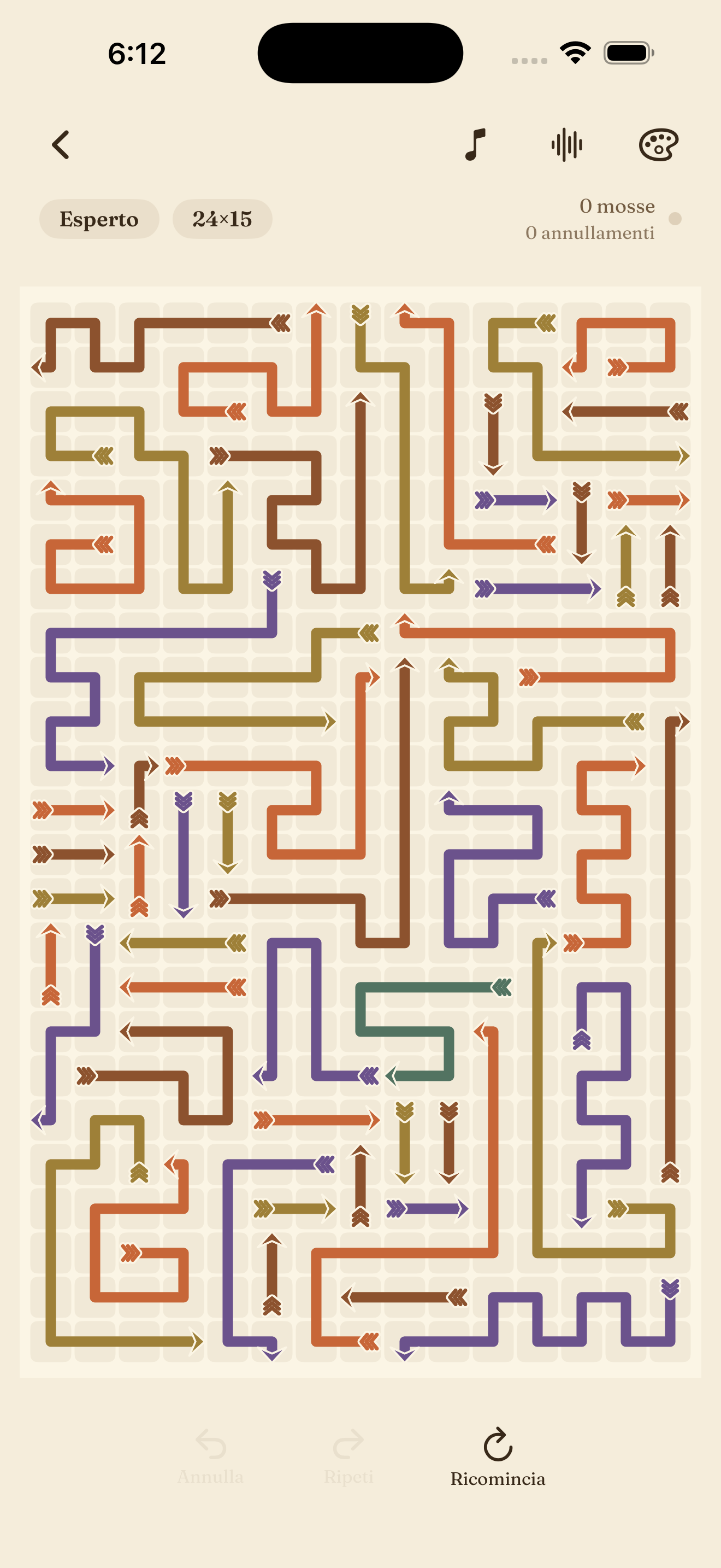 An expert puzzle with longer, tangled arrows